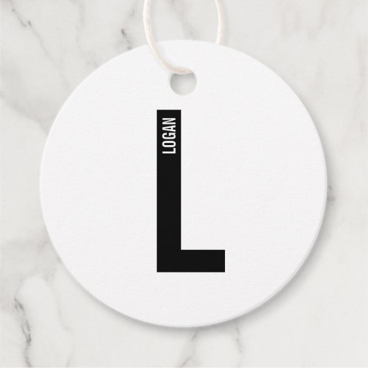 Moderne personalisierte fette Monogramm und Name Geschenkanhänger (Vorderseite)