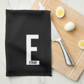 Moderne personalisierte fette Monogramm und Name Geschirrtuch (Viertel Falte)