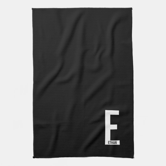 Moderne personalisierte fette Monogramm und Name Geschirrtuch (Vertikal)