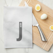 Moderne personalisierte fette Monogramm und Name Geschirrtuch (Viertel Falte)
