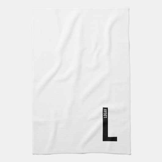 Moderne personalisierte fette Monogramm und Name Geschirrtuch (Vertikal)