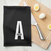 Moderne personalisierte fette Monogramm und Name Geschirrtuch (Viertel Falte)