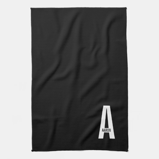 Moderne personalisierte fette Monogramm und Name Geschirrtuch (Vertikal)