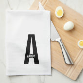 Moderne personalisierte fette Monogramm und Name Geschirrtuch (Viertel Falte)