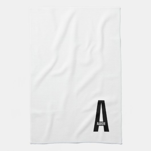 Moderne personalisierte fette Monogramm und Name Geschirrtuch (Vertikal)