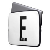 Moderne personalisierte fette Monogramm und Name Laptopschutzhülle (Vorderseite Links)