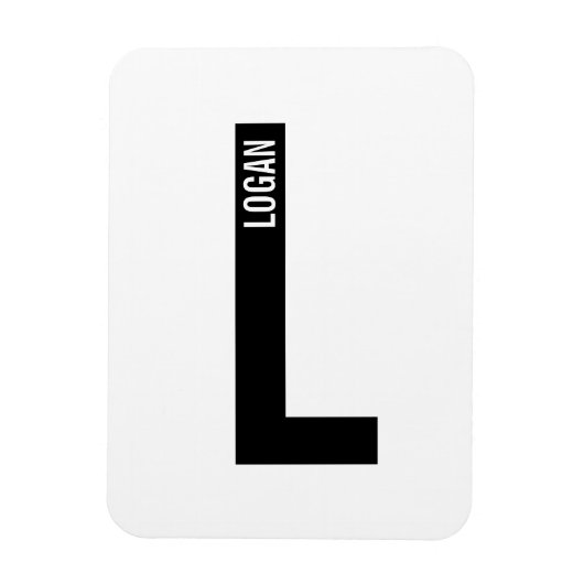 Moderne personalisierte fette Monogramm- und Namen Magnet (Vertikal)