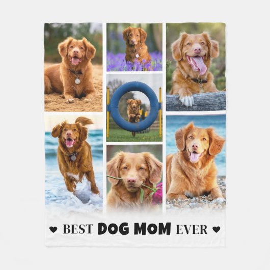 Moderne Personalisierte Foto Collage Dog Mama Fleecedecke (Vorderseite)