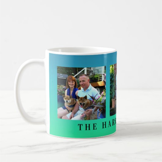 Moderne personalisierte Foto-Familien-Collage der Kaffeetasse (Links)