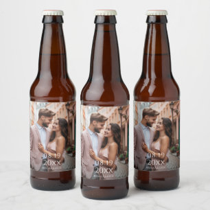 Moderne Personalisierte Foto-Hochzeit Bierflaschenetikett