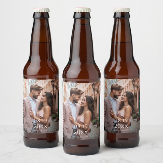 Moderne Personalisierte Foto-Hochzeit Bierflaschenetikett (Flaschen)