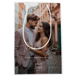 Moderne Personalisierte Foto-Hochzeit Mittlere Geschenktüte