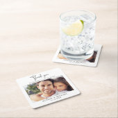 Moderne Personalisierte Foto Hochzeit Vielen Dank Rechteckiger Pappuntersetzer (Vor Ort)