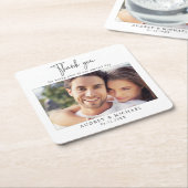 Moderne Personalisierte Foto Hochzeit Vielen Dank Rechteckiger Pappuntersetzer (angewinkelt)