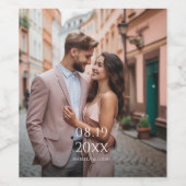 Moderne Personalisierte Foto-Hochzeit Weinetikett (Einzelnes Label)