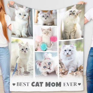 Moderne Personalisierte Fotocollage Haustier Katze Fleecedecke