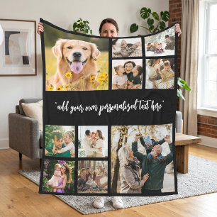 Moderne personalisierte Fotocollage mit 10 Fotos Fleecedecke