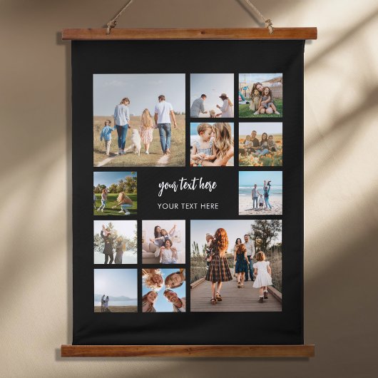 Moderne Personalisierte FotoCollage Wandteppich Mit Holzrahmen