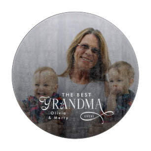 Moderne personalisierte Fotodecke 'Beste Oma ever' Schneidebrett