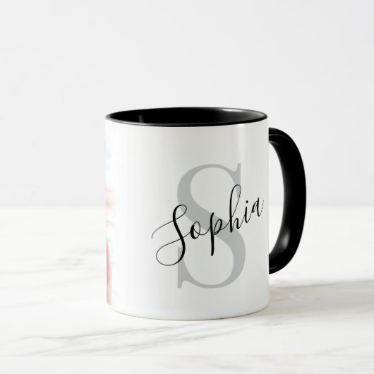 Moderne personalisierte Fotomonogramm Tasse (VorderseiteRechts)