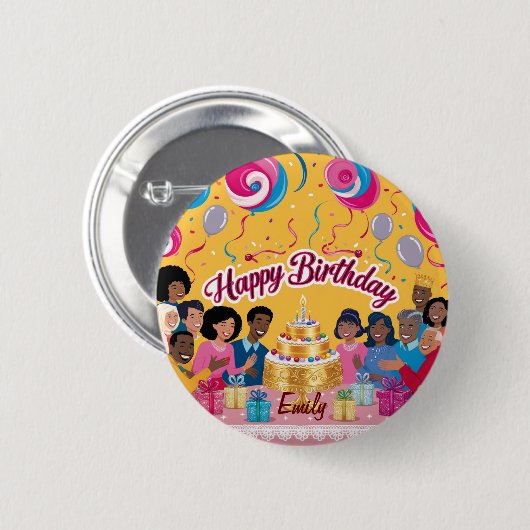 Moderne Personalisierte Geburtstagsfeier Button (Vorne & Hinten)