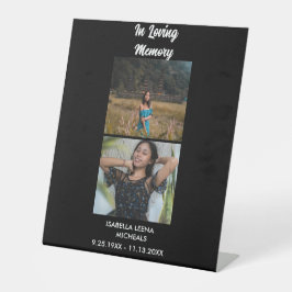 Moderne personalisierte Gedenkfeier mit 2 Fotos Sockelschild