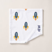 Moderne, Personalisierte, gelb-graue Raumkids Badhandtuch Set (Waschlappen)