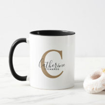 Moderne Personalisierte Gold Monogram-Tasse