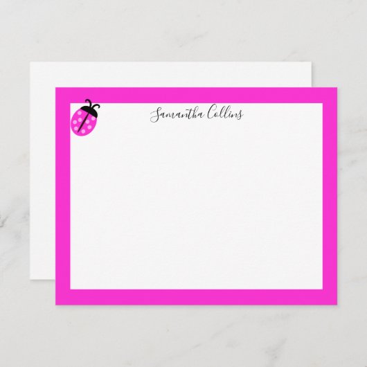 Moderne Personalisierte handgeschriebene Rosa Lady Mitteilungskarte (Vorne/Hinten)