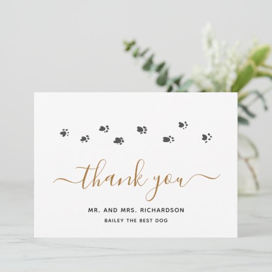 Moderne Personalisierte Haustierhochzeit Dankeskarte (Stehend Vorderseite)