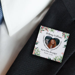 Moderne Personalisierte Herz Foto Gedenkstätte Button