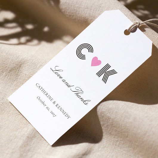 Moderne Personalisierte Hochzeit "Liebe und Dank" Geschenkanhänger