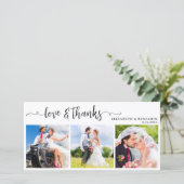 Moderne Personalisierte Hochzeit mit 3 Fotos Dankeskarte (Stehend Vorderseite)