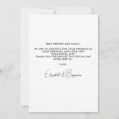 Moderne Personalisierte Hochzeit mit schlichtem Fo Dankeskarte (Rückseite)