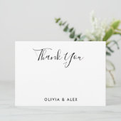 Moderne Personalisierte Hochzeit mit schwarzer Sch Dankeskarte (Stehend Vorderseite)