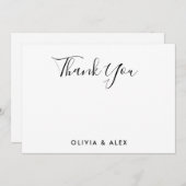 Moderne Personalisierte Hochzeit mit schwarzer Sch Dankeskarte (Vorne/Hinten)