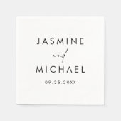 Moderne Personalisierte Hochzeit mit schwarzer Sch Serviette (Vorderseite)