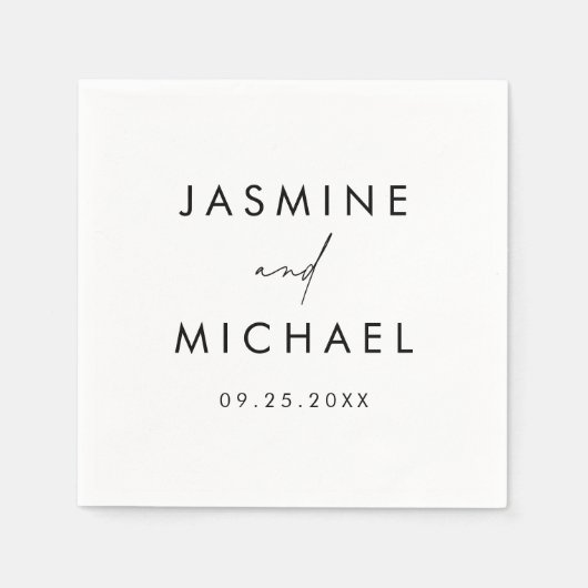 Moderne Personalisierte Hochzeit mit schwarzer Sch Serviette (Vorderseite)
