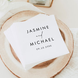 Moderne Personalisierte Hochzeit mit schwarzer Sch Serviette