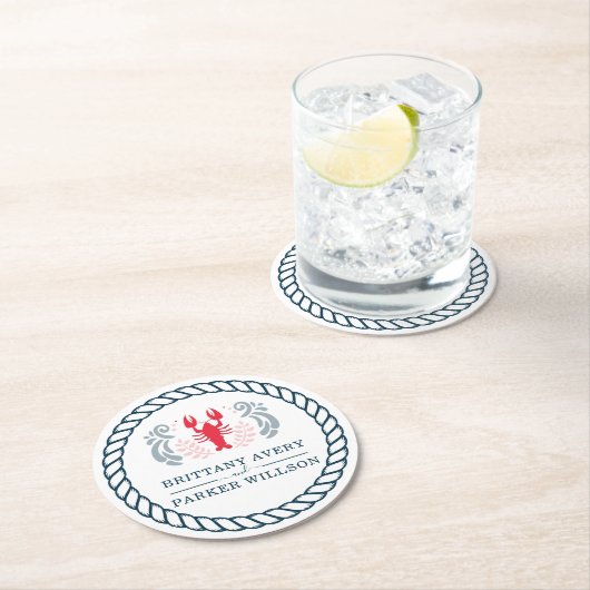 Moderne Personalisierte Hochzeit Runder Pappuntersetzer (Vor Ort)