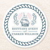 Moderne Personalisierte Hochzeit Runder Pappuntersetzer (Vorderseite)