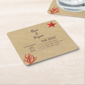 Moderne Personalisierte Hochzeit von Sandkorallen Rechteckiger Pappuntersetzer (angewinkelt)
