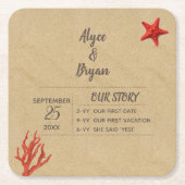 Moderne Personalisierte Hochzeit von Sandkorallen Rechteckiger Pappuntersetzer (Vorderseite)