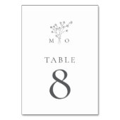 Moderne personalisierte Hochzeitsfeier Tischnummer (Vorderseite)