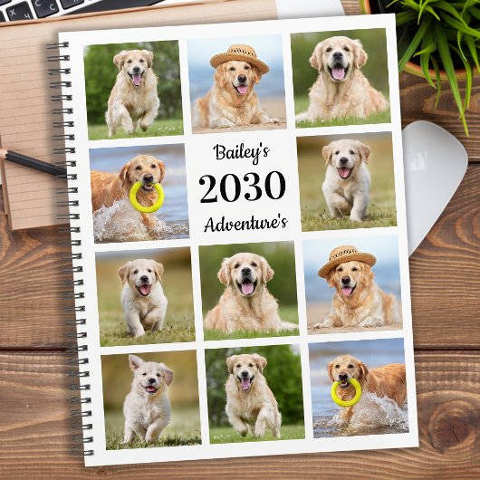 Moderne Personalisierte Hundfoto Collage 2024 Planer