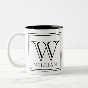 Moderne personalisierte Initiale und Name Zweifarbige Tasse