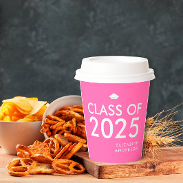 Moderne Personalisierte, kaltrosa Graduierungspart Pappbecher