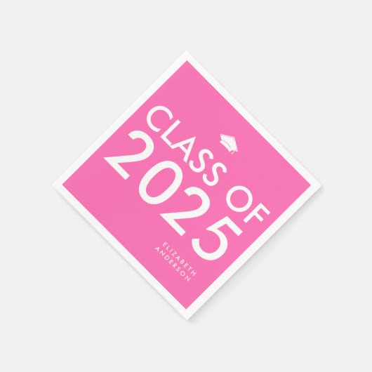 Moderne Personalisierte, kaltrosa Graduierungspart Serviette (Ecke)
