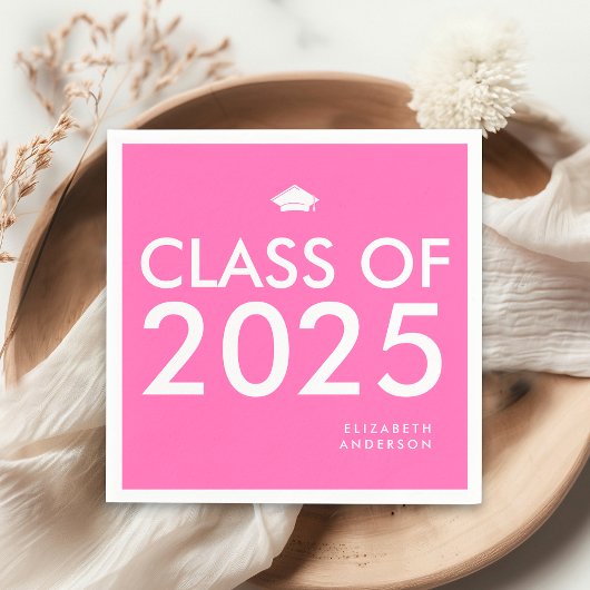 Moderne Personalisierte, kaltrosa Graduierungspart Serviette