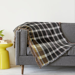 Moderne Personalisierte Karomuster Schwarz Weiß Decke